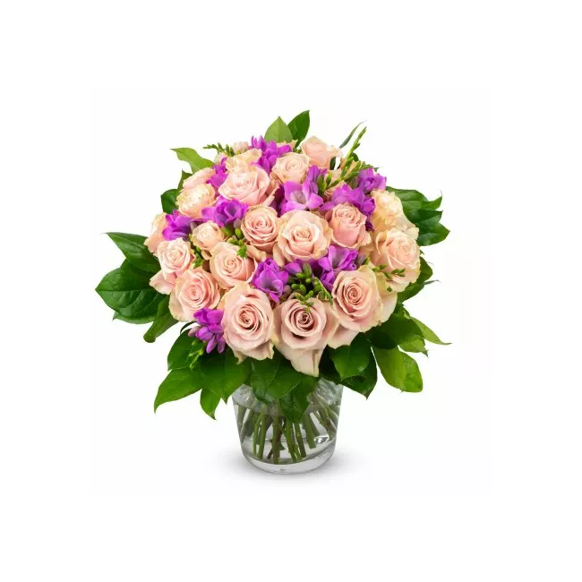 Bouquet of roses with freesia